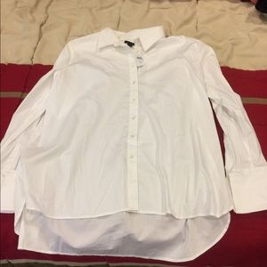 Ann Taylor White Back-Pleat Button Down shirt